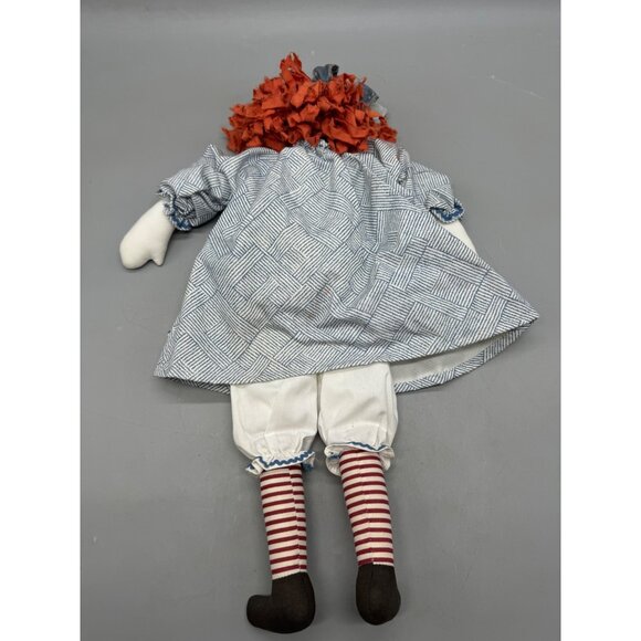Vintage Handmade Raggedy Ann Cloth Doll Red Hair & Striped Stockings 21" READ - Picture 4 of 8